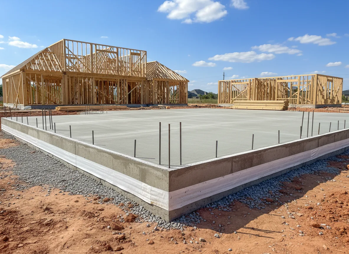 Concrete slab foundation of a Texas home